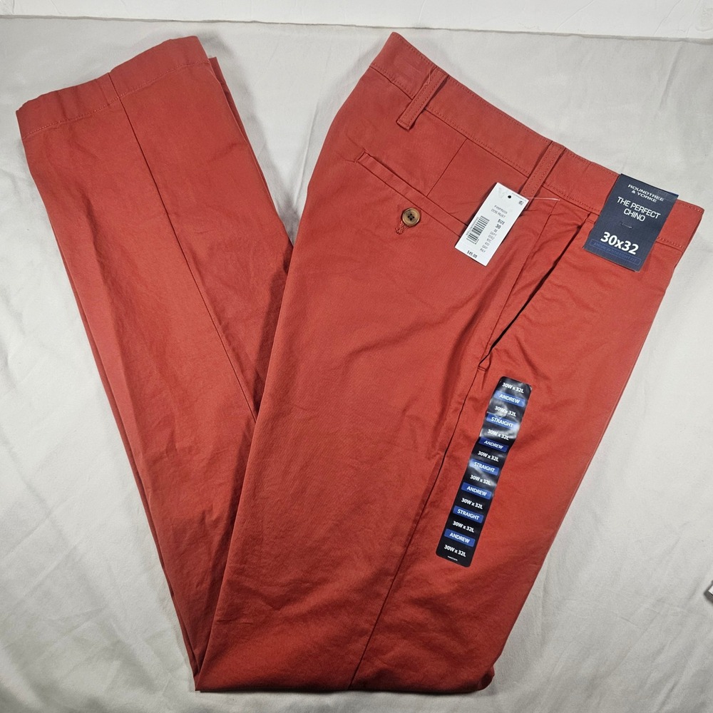 Roundtree & Yorke 30x32 Rust Orange Perfect Chino Andrew Straight Pant NWT 1652